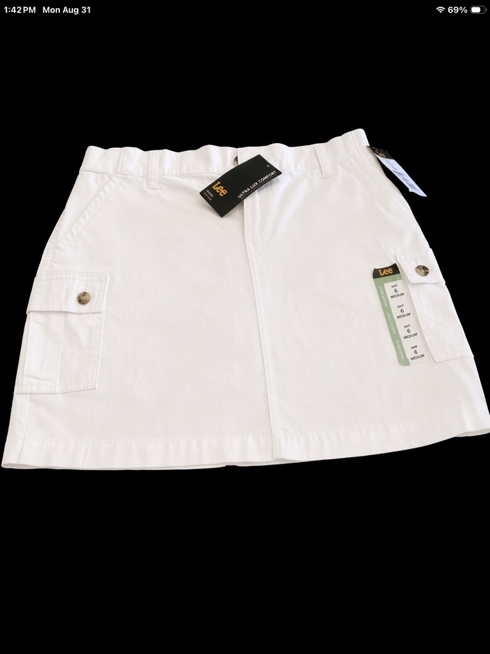 Lee White Cargo Mini Skirt with Flap Pockets